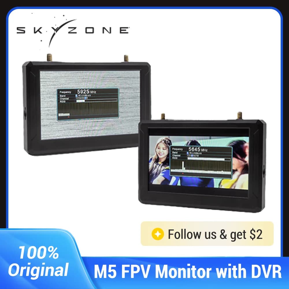 SKYZONE M5 M5F 5.8G 48CH 5 Inch FPV Monitor FOV 50° with DVR LCD 800*480 Video Screen with 5.8Ghz 48 CH SteadyView Receiver - 1