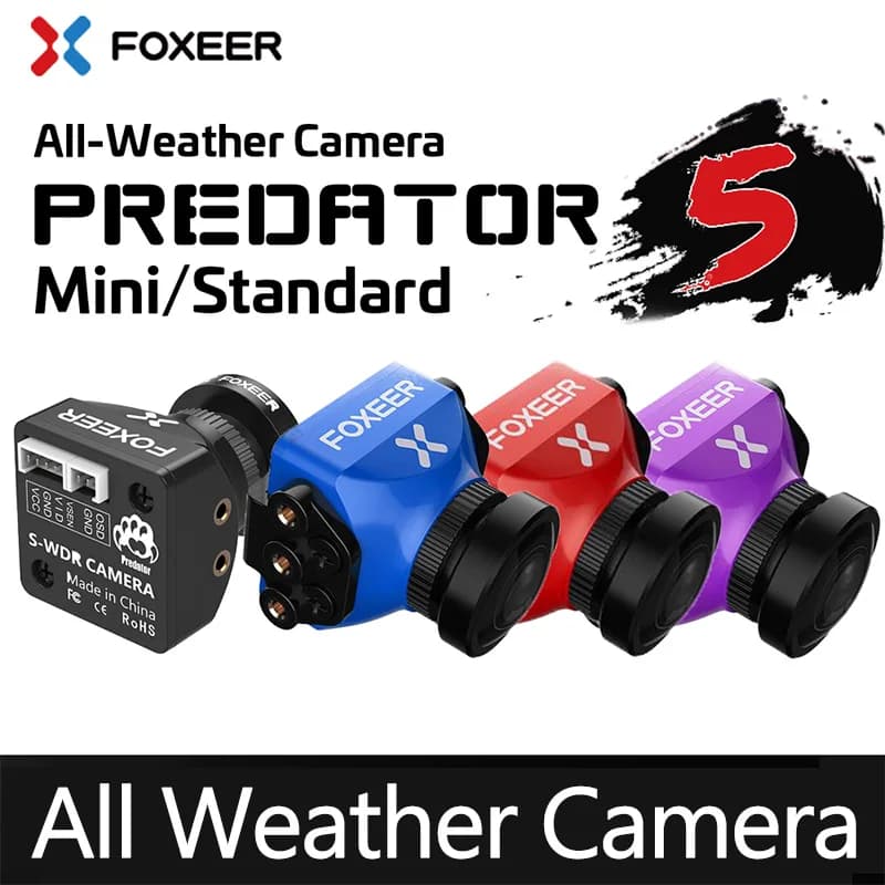Foxeer Predator V5 FPV Camera Racing Drone Mini Camera16:9/4:3 PAL/NTSC switchable Super WDR OSD 4ms Latency Upgarded PredatorV4 - 1