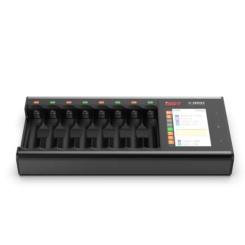 ISDT N8 LCD Display Universal Battery Charger,8-Slot Speedy Smart Battery Fast Charger for Rechargeable Batteries AA AAA Li-lon