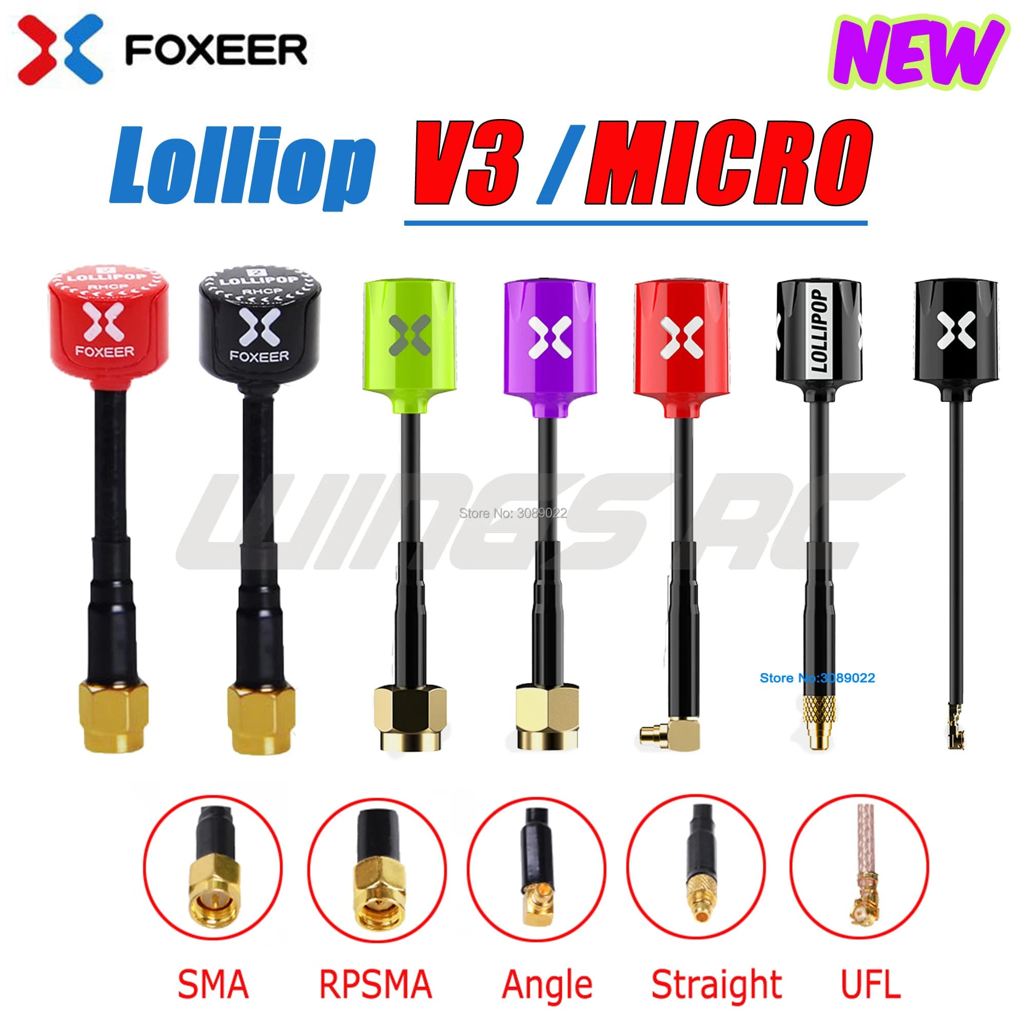 Upgraded Version Foxeer Antenna MICRO Lollipop V4 / V3 FPV Antenna 5.8G 2.3Dbi Omni RHCP SMA RPSMA UFL MMCX For FPV Racing Drone - 1