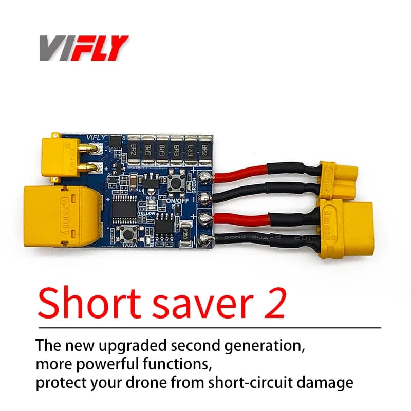 VIFLY ShortSaver 2 Smart Smoke Stopper Power Button Switch Electronic Fuse To Prevent Short-Circuit Over-Current 2-6S XT30 TX60 - 1