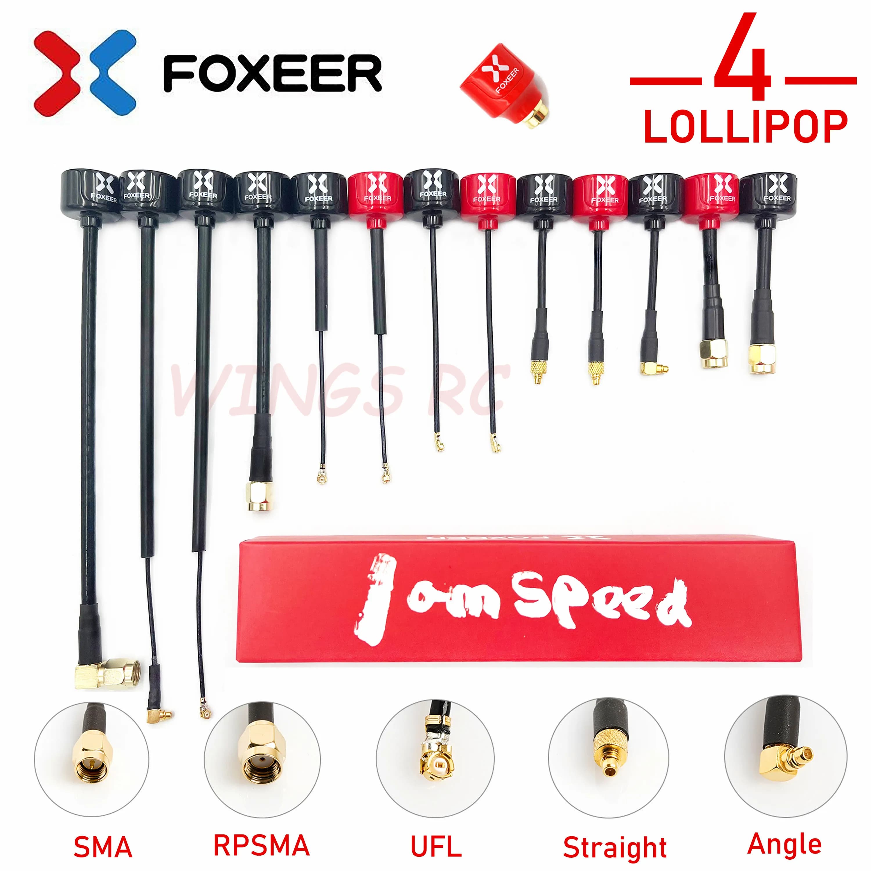 Foxeer Antenna Lollipop 4 V4 FPV Antenna 5.8G 2.6Dbi Stubby RHCP SMA RPSMA UFL Straight/Angle MMCX 7.2g For FPV RC Racing Drone - 1