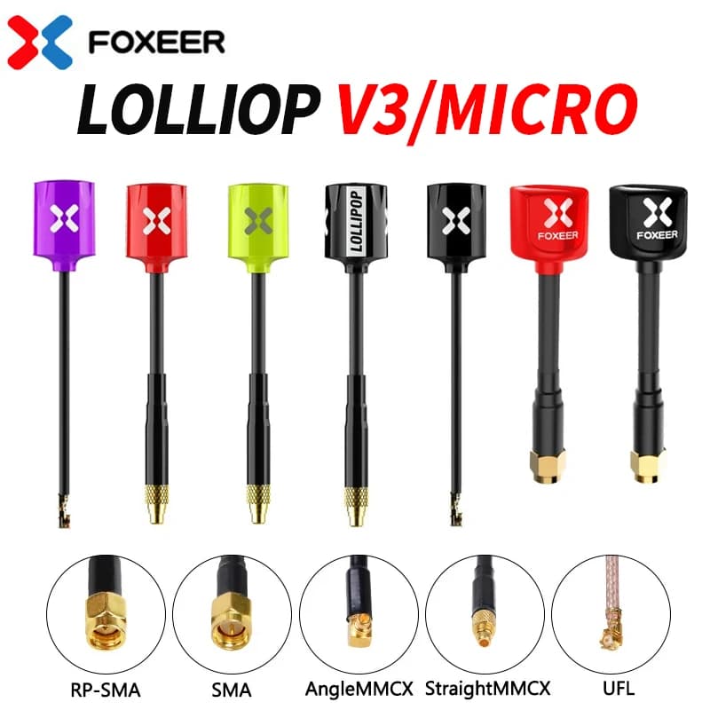 Upgraded Version Foxeer Antenna MICRO Lollipop V4  FPV Antenna 5.8G 2.3Dbi Omni RHCP SMA RPSMA UFL MMCX For FPV Racing Drone - 1
