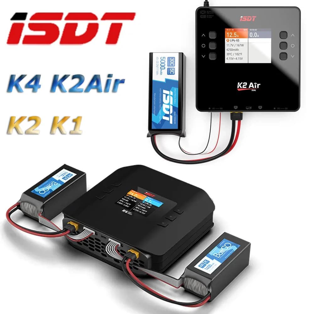 ISDT K4 K2Air K2 K1 Battery Balance Charger Discharger AC 400W DC 600W Smart Charger for Life/Lilon/LiPo/LiHv/Pb/NiMH Battery - 1