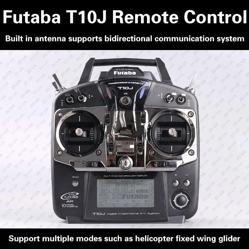 T10J 10-Channel 2.4GHz RC Transmitter Controller Set with 8CH Receiver, T-FHSS Protocol, Compatible with RC Helicopter Drone - 1