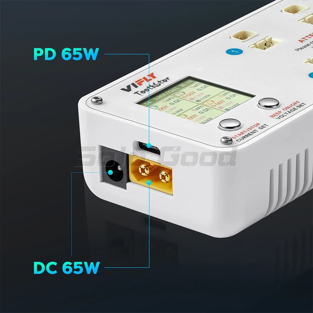 VIFLY ToothStor - 4 Port 2S Balance Charger with Storage Mode Supports BT 3.0 and XH2.54 For RC FPV Freestyle Racing Drone 4