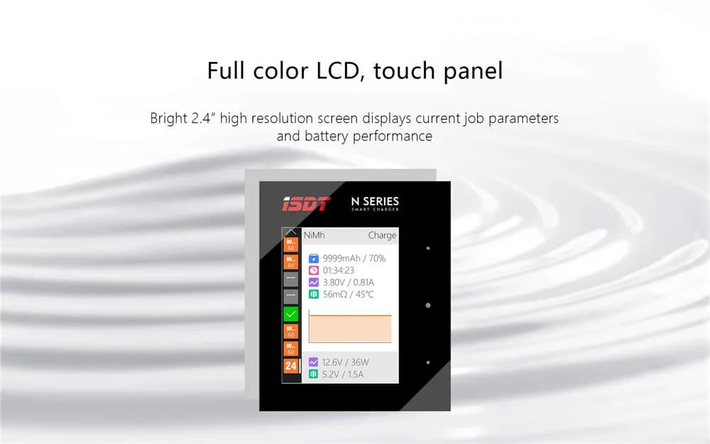 ISDT 8 Slots Fast Smart Charger for AAA AA Battery LiIon LiHv Life NiMh Nicd Nizn USB Type-c Charger Discharger LCD Display 5