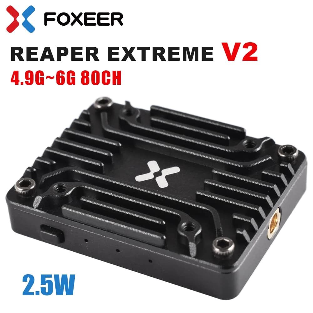 FOXEER Reaper Extreme 5.8G 2.5W 80CH FPV 4.9G~6G VTX 25mW 200mW 500mW 1.5W 2.5WAdjustable 2-8S 20X20mm for RC FPV Model