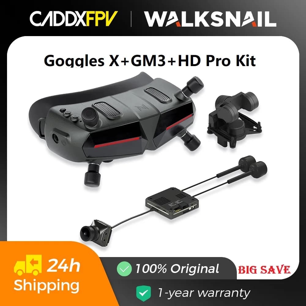 Caddx Walksnail Avatar HD Goggles X with Avatar HD pro kit (Dual Antennas Version) and GM3 Gimbal Head Tracking for FPV Drones - 1