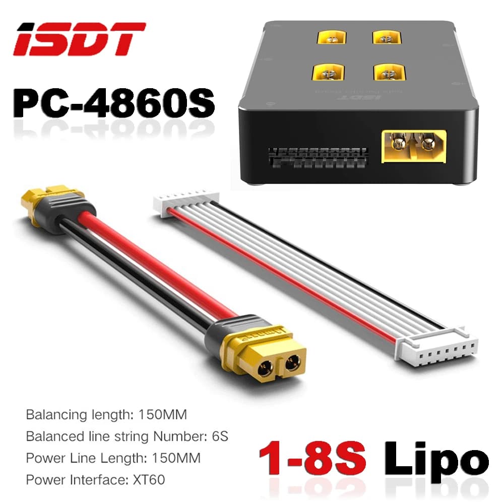 ISDT PC-4860S PC4860 1-8S Lipo Battery Charger XT60 Safe Parallel Charge Board Supports 40A High Current for RC Battery Charger - 1