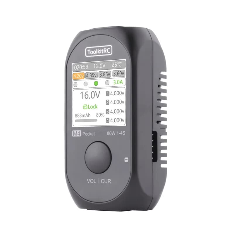 ToolkitRC M4Pocket 80W 5A MINI Smart Balance Charger input USB-C XT30 XT60 Output For 1-4S Lipo LiHv LiFe Battery