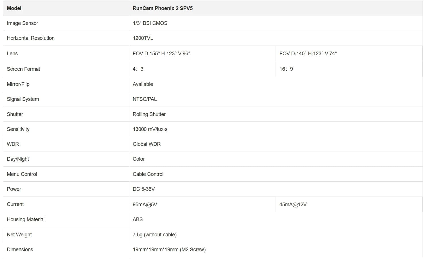 RunCam New Camera Phoenix 2 SP V5 Upgraded Night Version View for Night and Low Light Flying 6