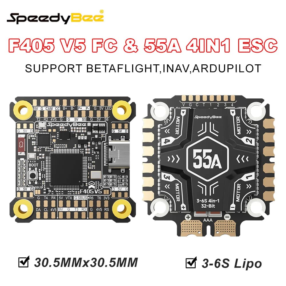 SpeedyBee F405 V5 Stack F405 V5 FC 32-Bit 55A 4in1 ESC 3-6S LiPo 30.5x30.5mm 16MB ICM42688P Gyro For RC FPV Racing Drone - 1