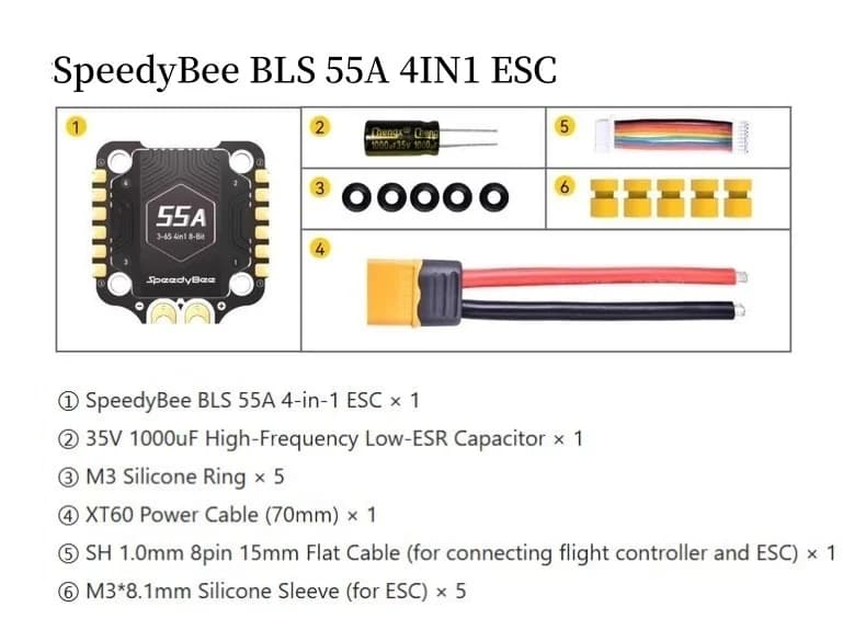 Speedybee 3-6S 30X30 BMI270 F405 V4 FC Flight Controller F4V4-60-Stack BLHELIS 4in1 ESC for FPV Freestyle Drones DIY Parts 4