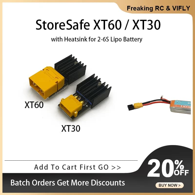 VIFLY StoreSafe Smart Lipo Battery Discharger XT30 / XT60 with Heatsink for 2-6S Lipo Battery - 1