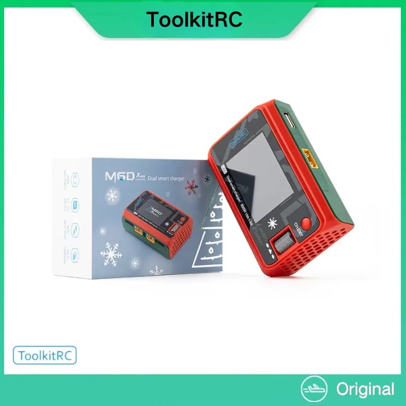 ToolkitRC M6D V3 MINI Dual Channel Charger, 500W 15A DC Smart Discharger 1-6S Lipo, for FPV Drone Model Spare Part Replace