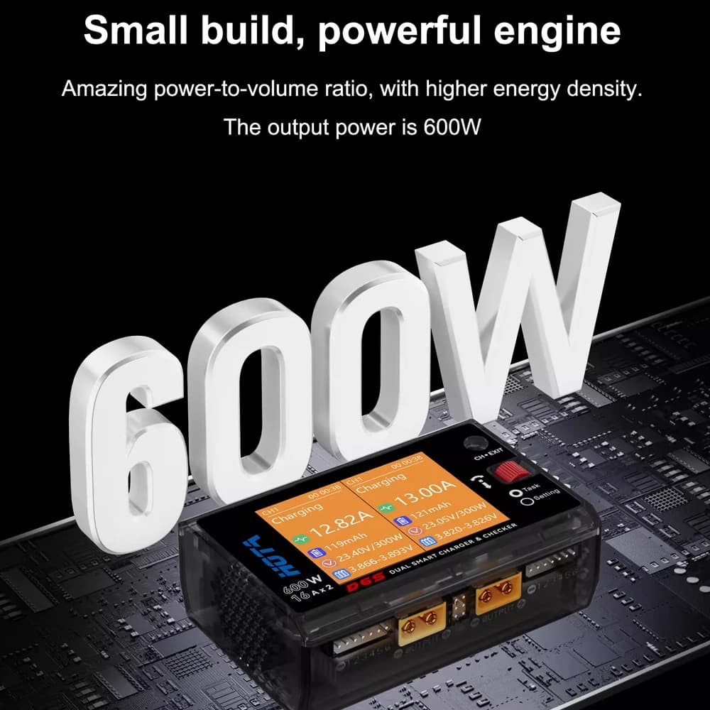 HOTA D6S 600W Dual Channel RC Battery Charger Smart Balance Charger 2S-6S Lipo LiHV for RC Drone FPV Model Aircraft RC