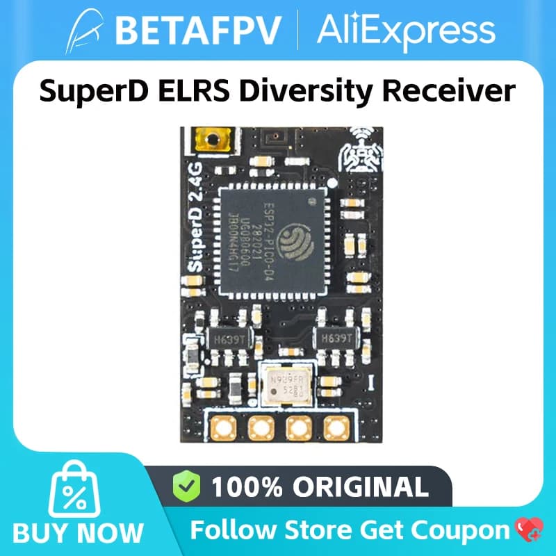 BETAFPV SuperD ELRS Diversity Receiver with TCXO 2.4G / 915MHZ for FPV Freestyle Long Range Fixed-wing Drones DIY Parts - 1