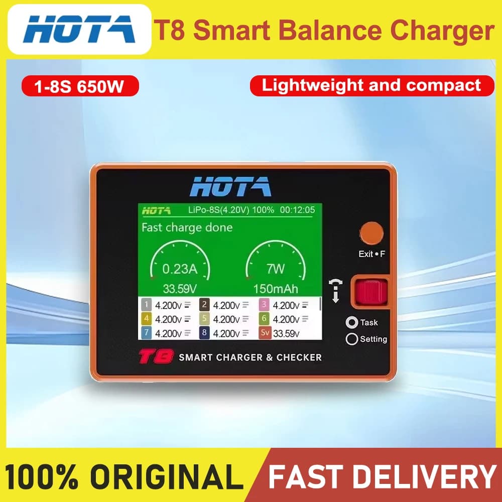 HOTA T8 Balanced Charger 1~85 650W 22A Model Aircraft Lithium Battery High Power Magnetic Multi Function - 1