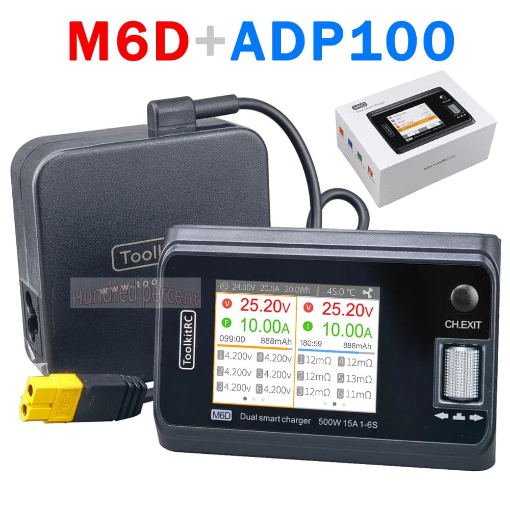 ToolkitRC M6D V3 500W 15A DC Dual Channel MINI Smart Charger Discharger For 1-6S Lipo Battery FPV Model Spare Part Replace M8