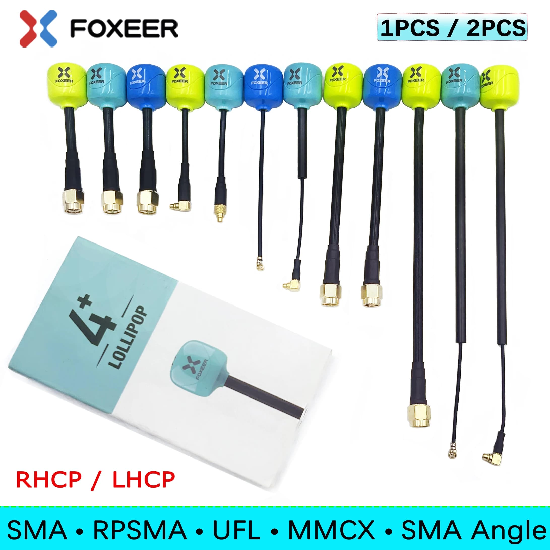 Foxeer Antenna Lollipop 4 Plus 4+ FPV Antenna 5.8G 2.6Dbi RHCP SMA RPSMA UFL MMCX FPV Omni LDS Antenna For FPV Racing Drone - 1