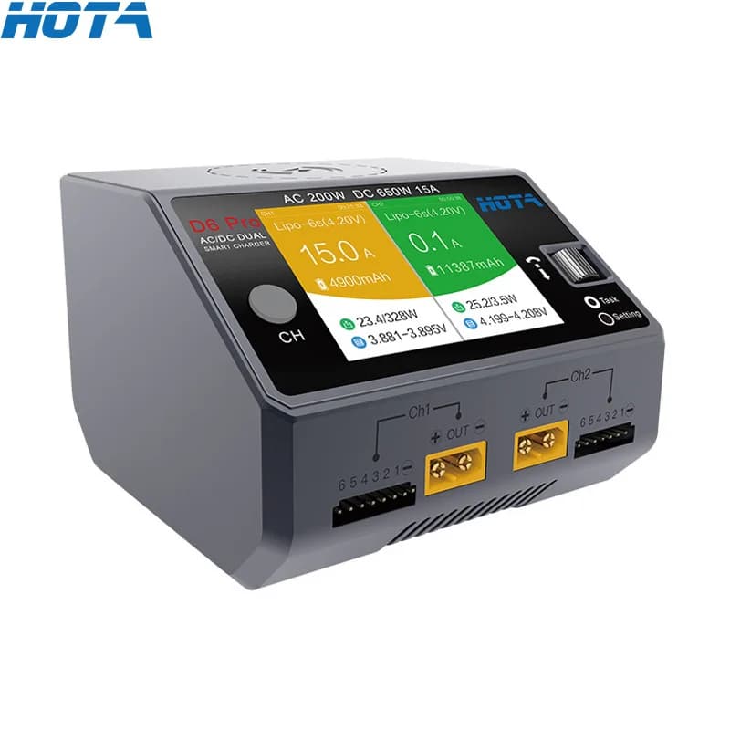 HOTA D6 Pro Black AC 200w DC 2x325w /15a Channel Smart Battery Charger Discharger Lipo Charger For Rc Drone Spare Parts - 1