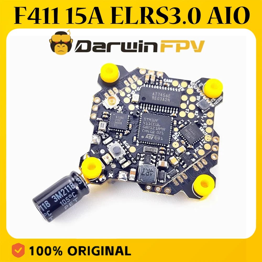 DarwinFPV F411 15A ELRS3.0 2.4G AIO Flight Controller 1-3S Lipo for RC FPV Racing Freestyle Drone - 1