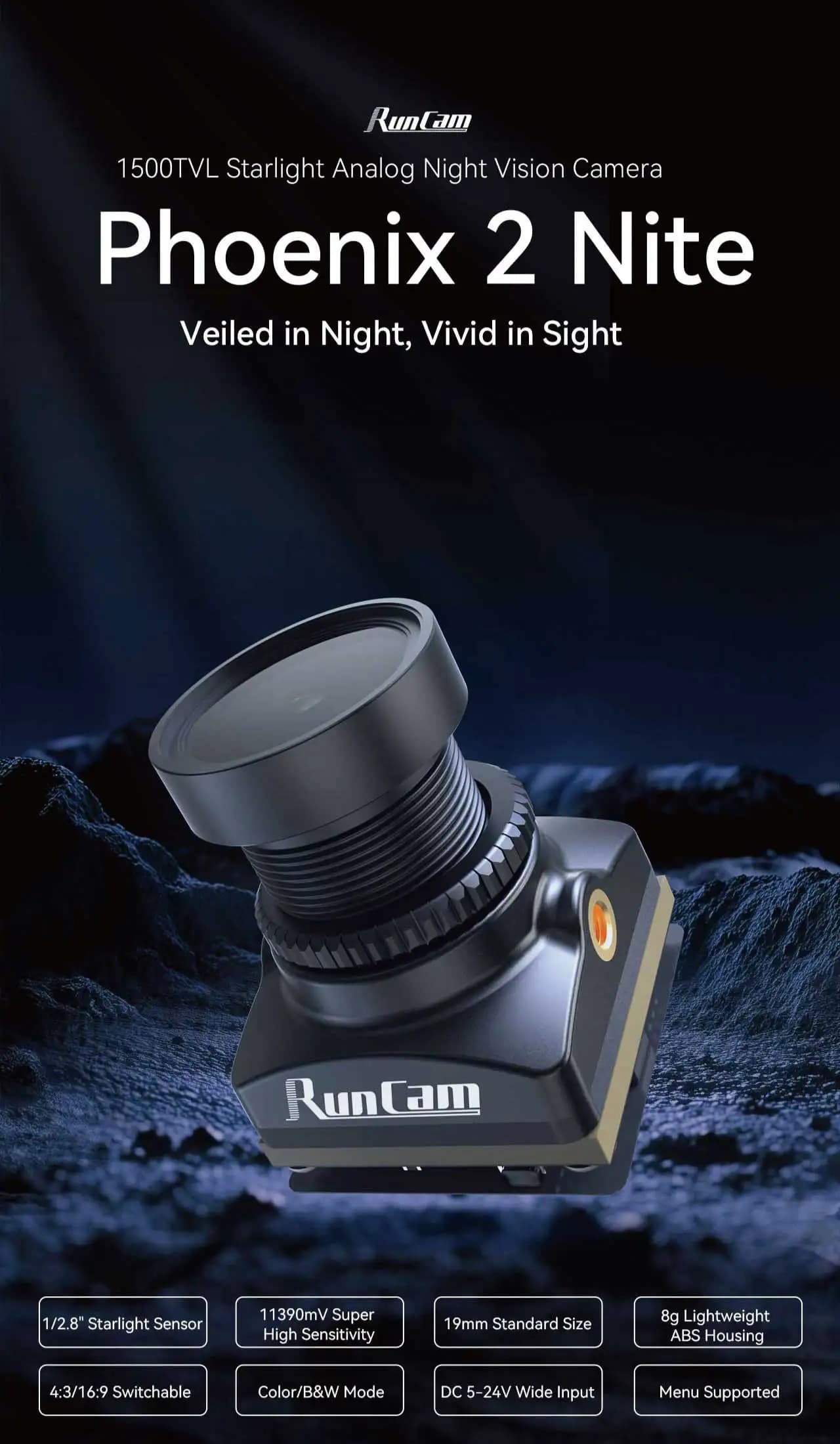 RunCam Phoenix 2 Nite New Night Vision Camera Optimized from Night Eagle 3 and Phoenix 2Pro - 1