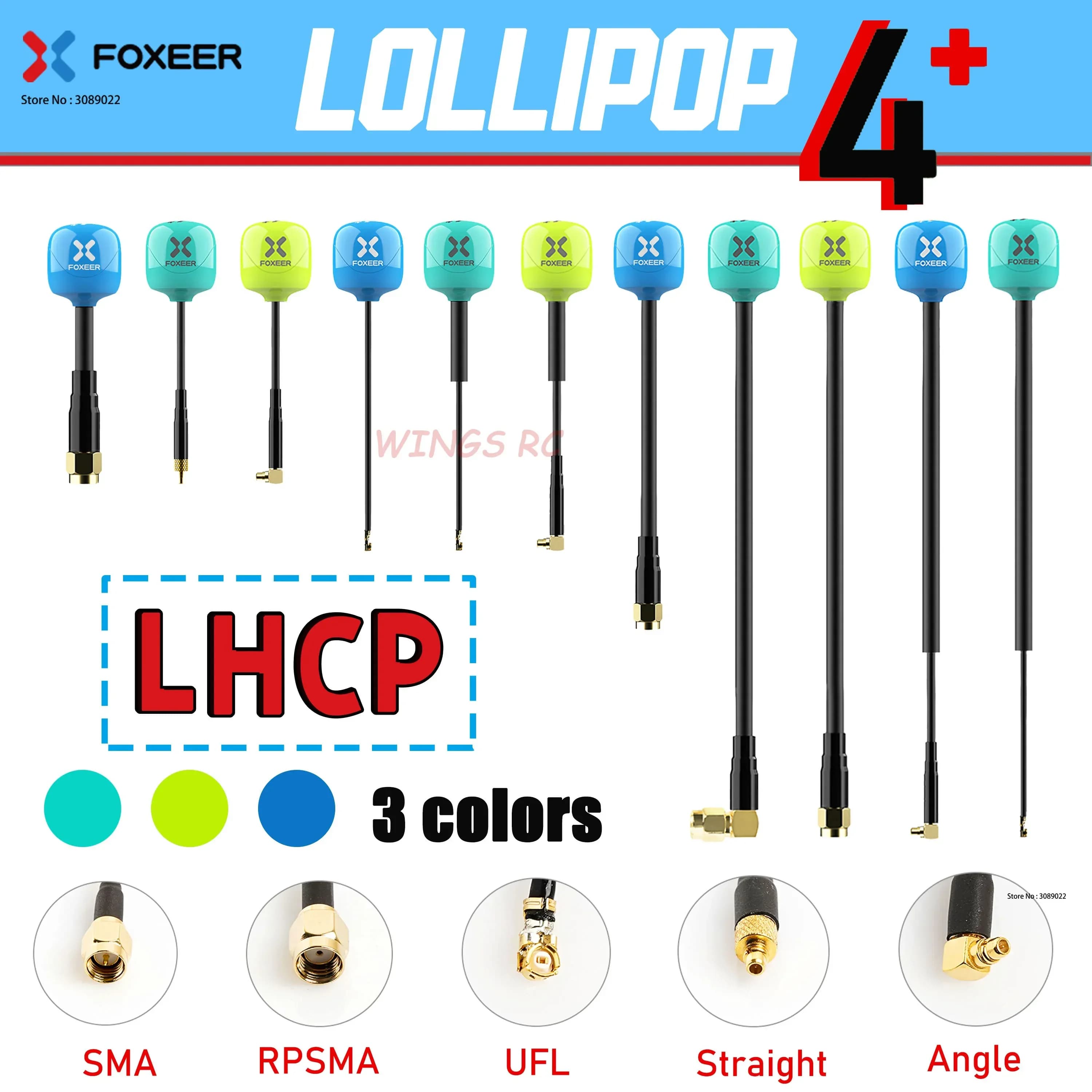 Foxeer Antenna Lollipop 4 Plus 4+ FPV Antenna 5.8G 2.6Dbi LHCP SMA RPSMA UFL MMCX FPV Omni LDS Antenna For FPV Racing Drone - 1