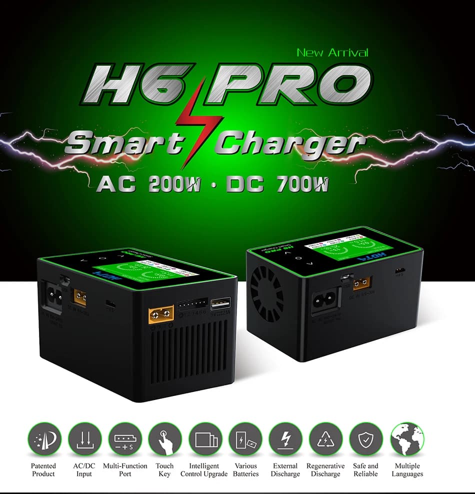 HOTA h6 Pro Duo AC 200W DC 700W 26A Mini Battery Charger 1-6S Lipo NiMh Li-ion Ni-Cd Digital RC Balance Charger Discharger - 1