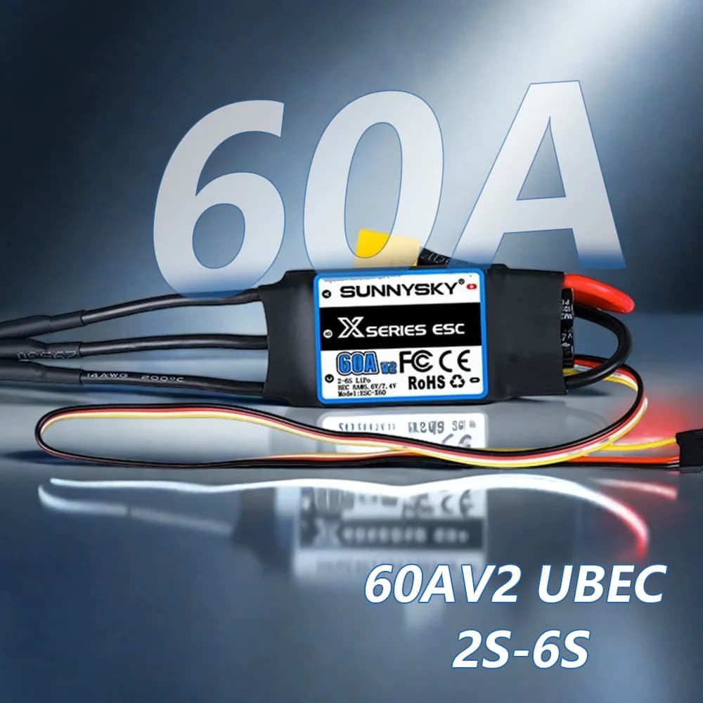 SUNNYSKY X Series ESC 60A 2-6S Brushless Speed controler With Ubec For RC Airplane 3D KT Aircraft Fixed Wing Culvert - 1
