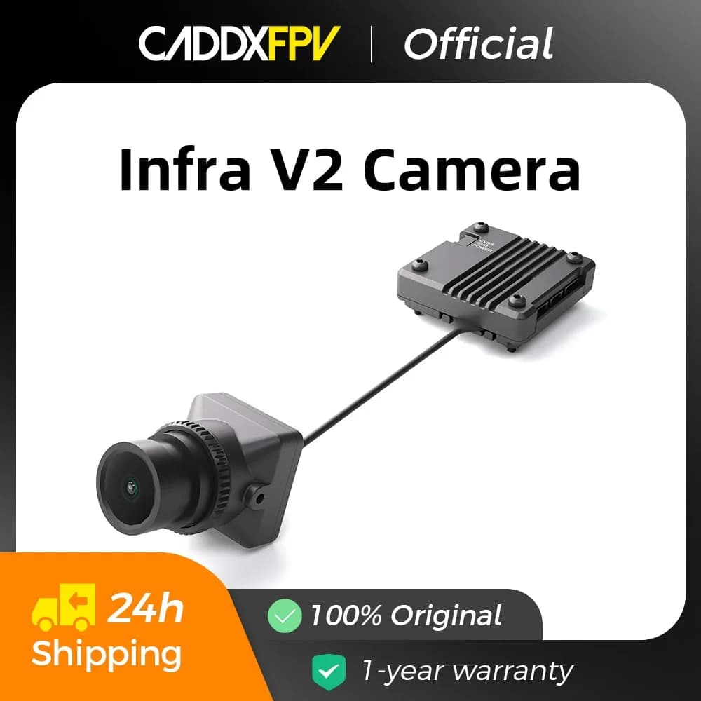 CADDX Infra V2 Low-Light Night Vision Analog Camera, 0 Lux With B&W Sensor, Super WDR, 1500TVL, For FPV Racing & Night Flying - 1