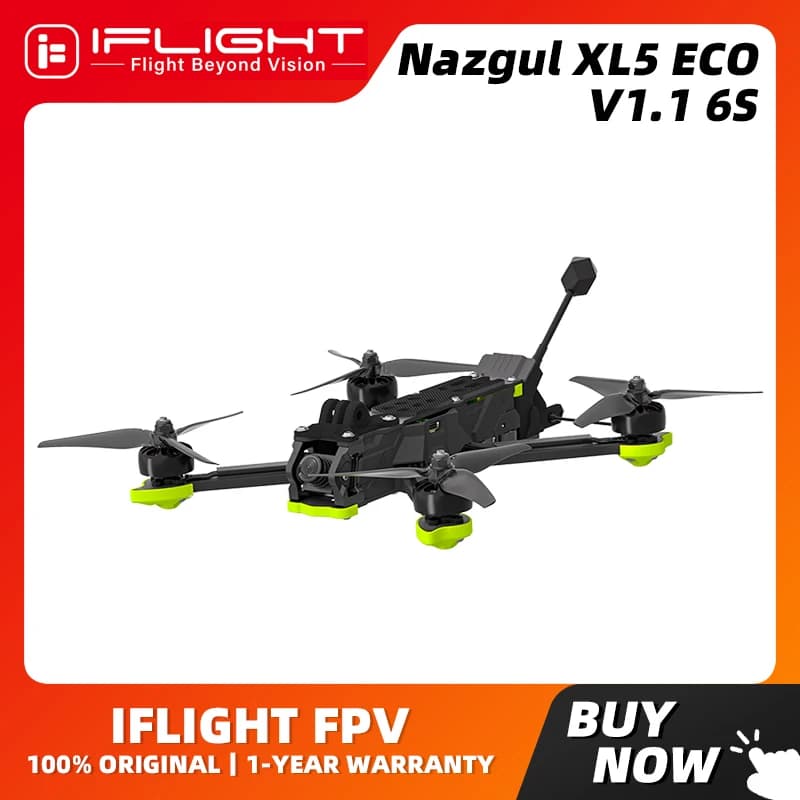 iFlight Nazgul XL5 ECO V1.1 6S Analog Drone BNF with BLITZ 5.8G 1.6W VTX  BLITZ ATF435 E55S Stack XING-E Pro 2207 1800KV Motors - 1