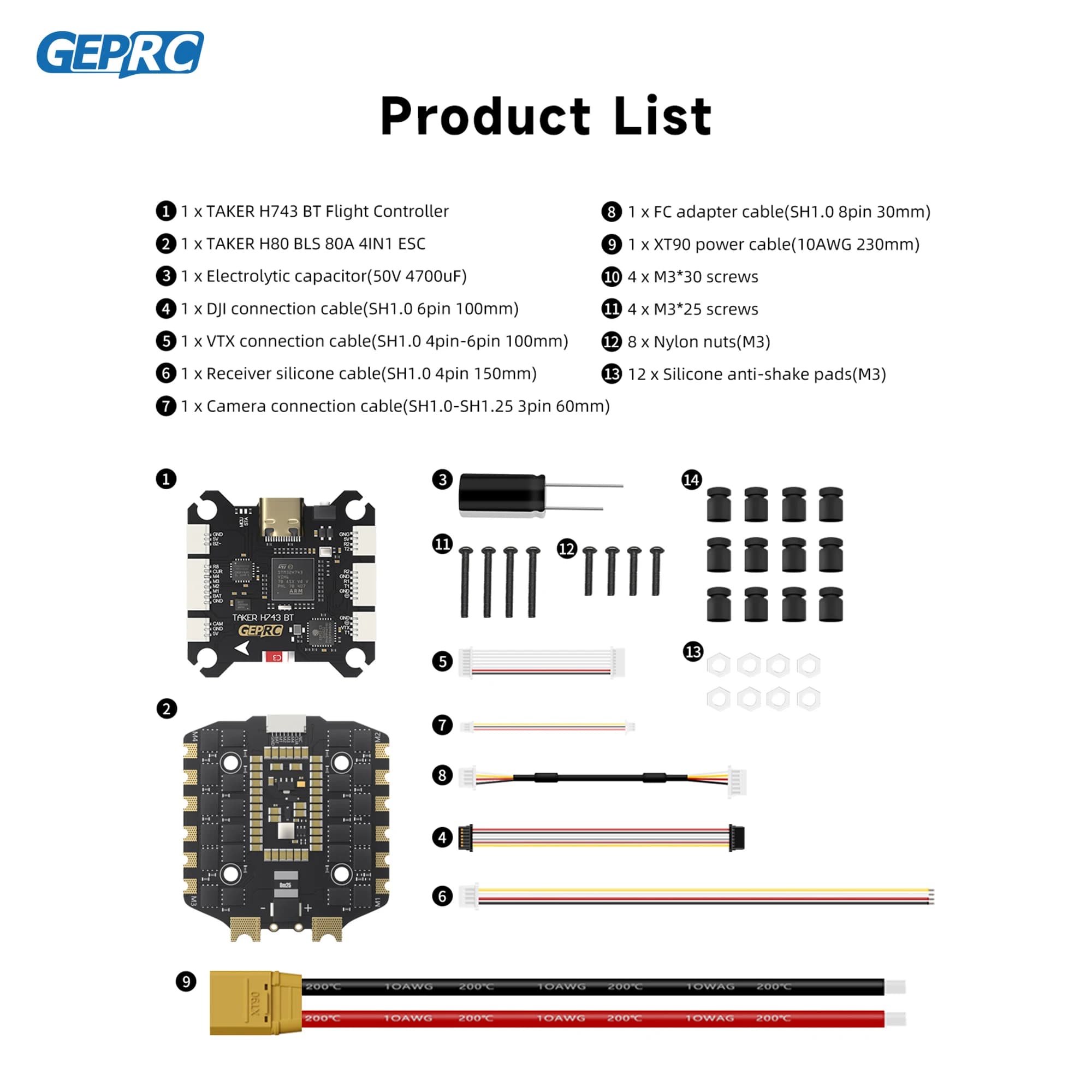 GEPRC TAKER H743 BT 8Bit 80A STACK 80A 4IN1 ESC Dual Gyro 512MB Black Box Data Analyze Record Flight Barometer Racing FPV Drone 6