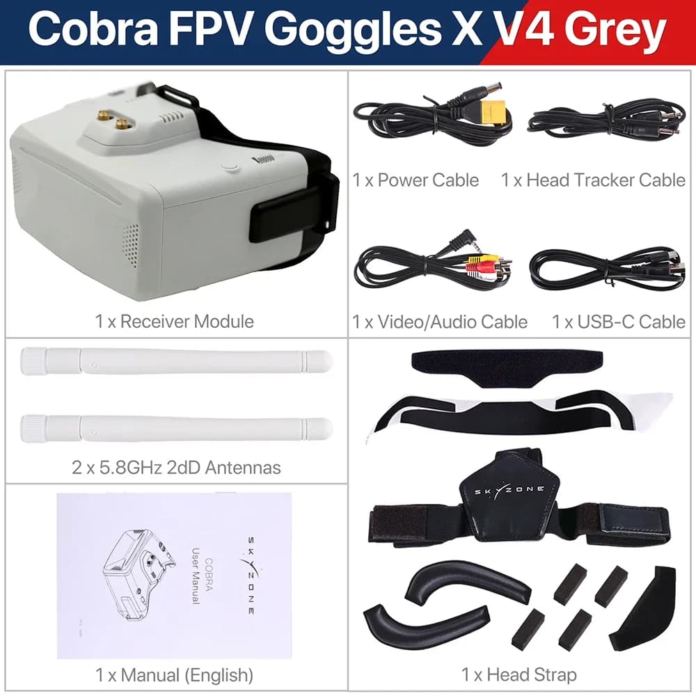 SKYZONE Cobra SD/X V4 FPV Goggles - Dual Screen Options 800x480 4.3in/1280x720 4.1in With 5.8G 48CH Diversity Receiver 6