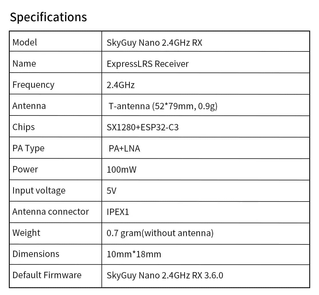 SpeedyBee RunCam Sub-brand SkyGuy Nano 2.4G ExpressLRS ELRS Receiver FPV Freestyle DIY Parts 5