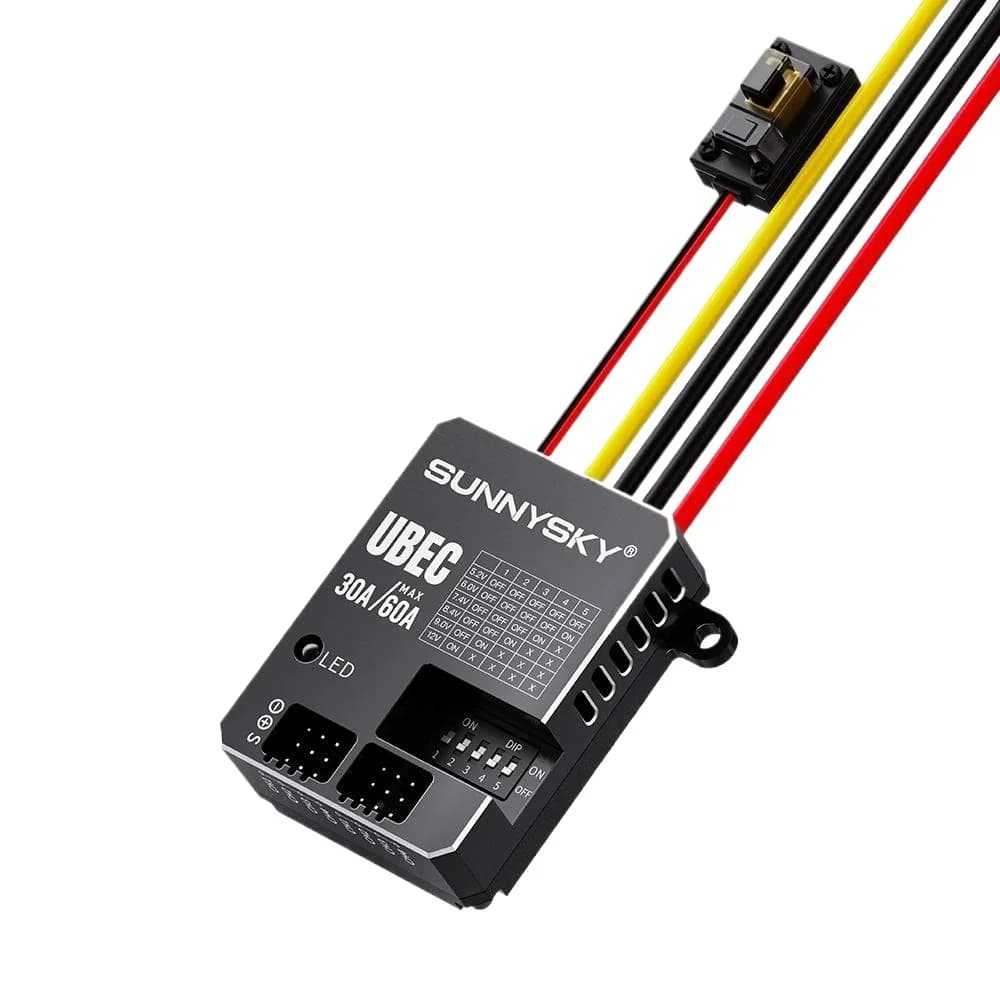 SUNNYSKY 30A HV UBEC 3-18S 9-80V Input Adjustable 5.2/6/7.4/8.4/9/12V Output /8 Parallel Outputs/aluminum Case for RC Model - 1