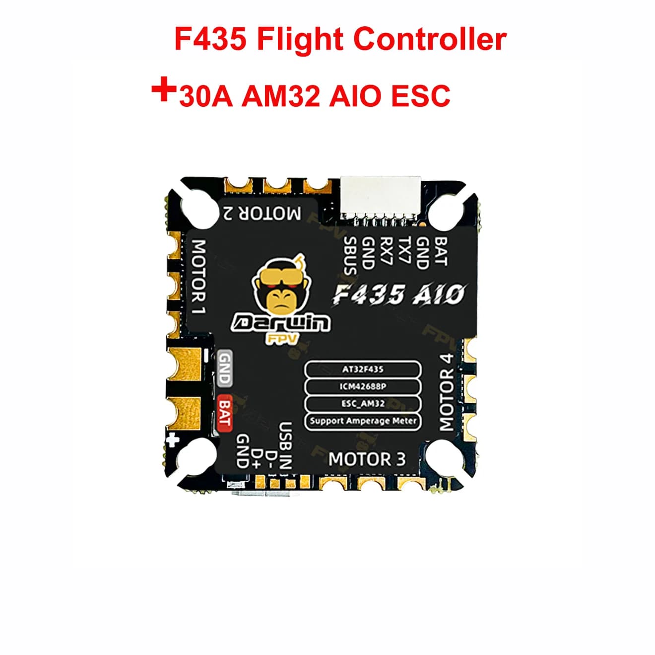 DarwinFPV Waterproof Cement Series Ultra-Durable F4 60A Flight Controller Stack F435 30A / 45A AM32 AIO F4 60A MPU6000 4