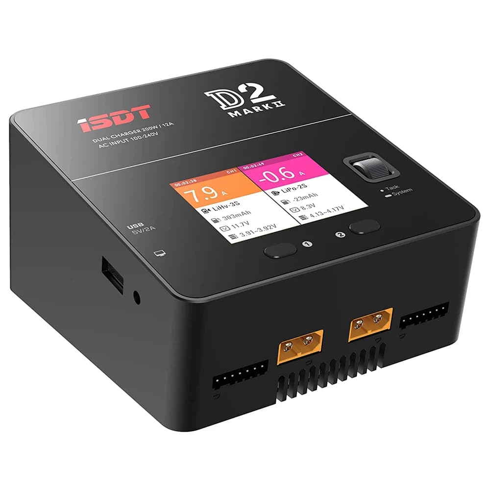 ISDT D2 Mark II 200W 24A Smart Balance Charger AC Dual Channel Output RC Charger For LiFe/Lilon/LiPo/LiHv NiMH/Cd PB Battery - 1