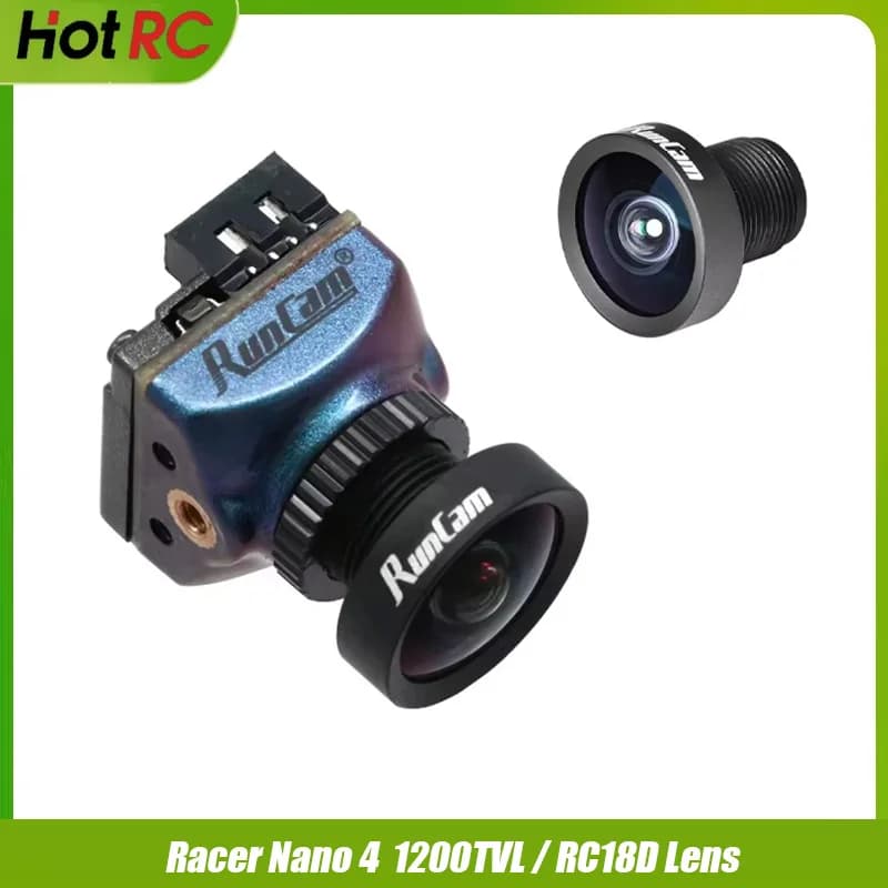 RunCam RC18D Lens / Run Cam Racer Nano 4 FPV Camera 1200TVL Resolution Super WDR Black 4.5g all-weather racing camera for fpv - 1