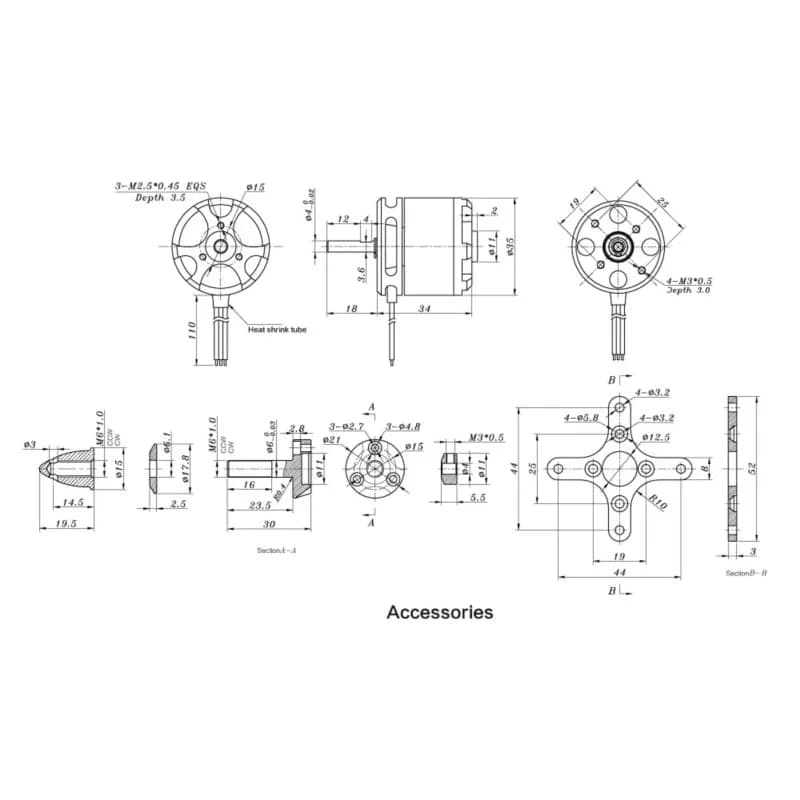 SunnySky 2814 X2814 900KV KV1100 KV1250 3-5S Brushless Motor for Believer UAV 1960mm RC Airplane Helicopter Fixed-wing Drone 6