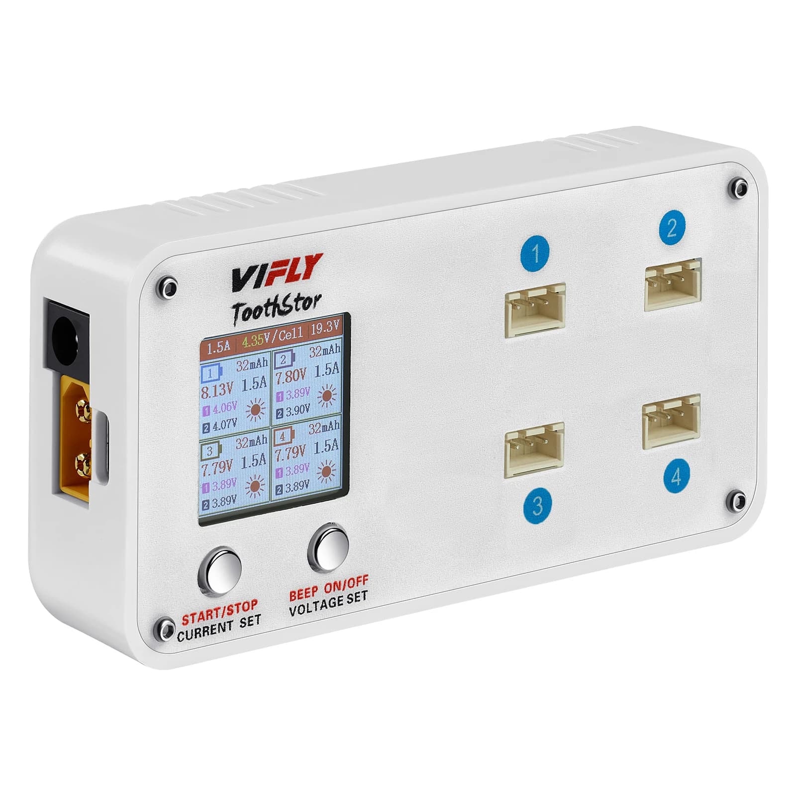 VIFLY ToothStor - 4 Port 2S Balance Charger with Storage Mode for FPV Drone - 1