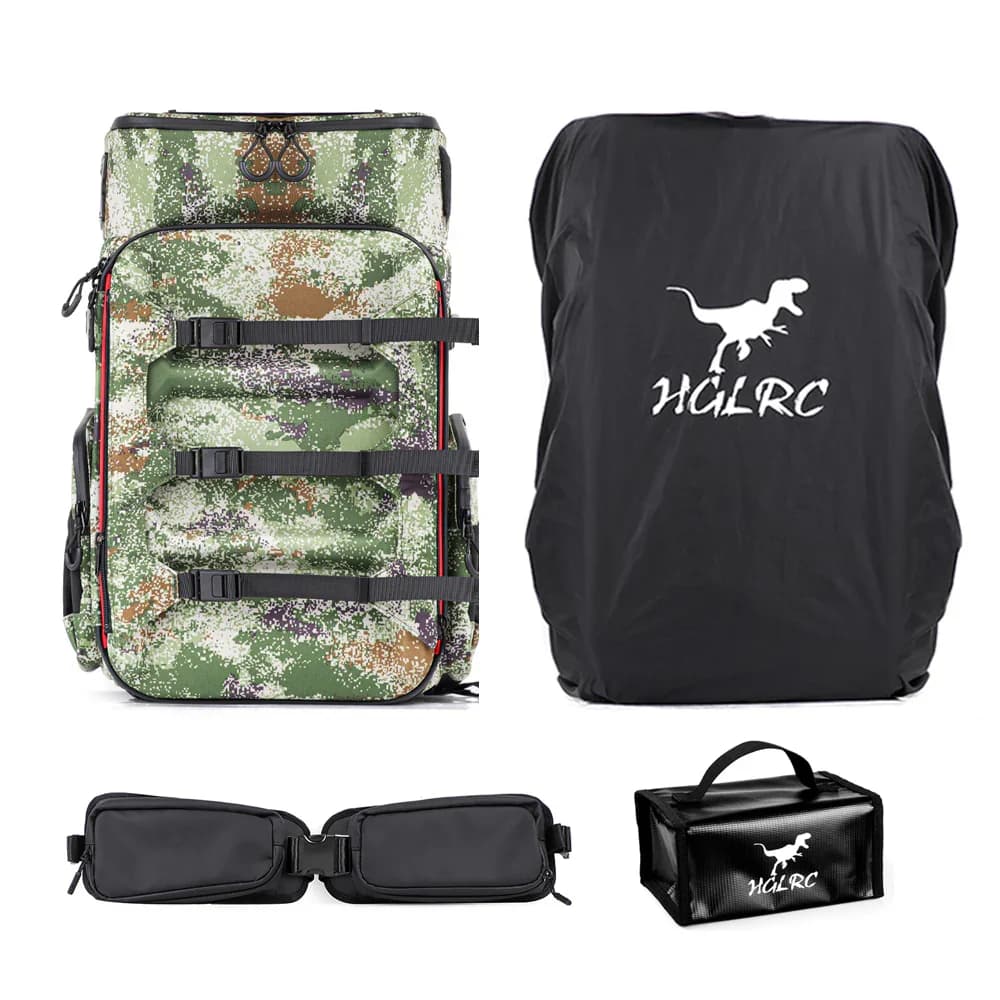 HGLRC B1 Drone Backpack Set (Backpack + Lumbar Support + Rain Cover + Battery Bag) - 1
