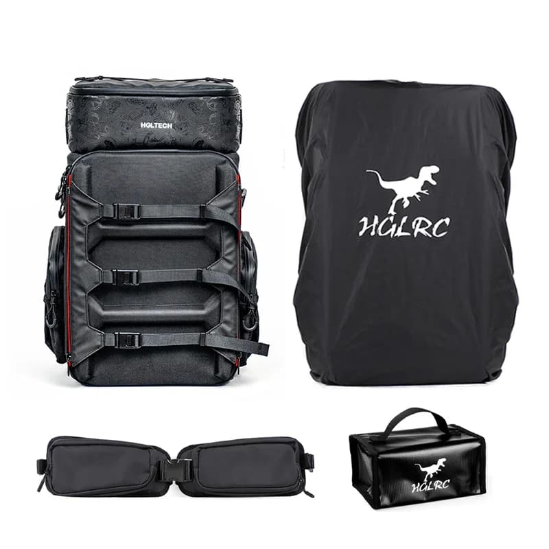 HGLRC B1 Drone Backpack Set (Backpack + Lumbar Support + Rain Cover + Battery Bag)