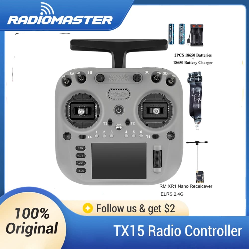 Radiomaster TX15 16ch 3.5inch IPS Touchscreen V5.0 Hall Gimbals Radio Controller ELRS FCC/LBT Built-in Gyro Microphone - 1