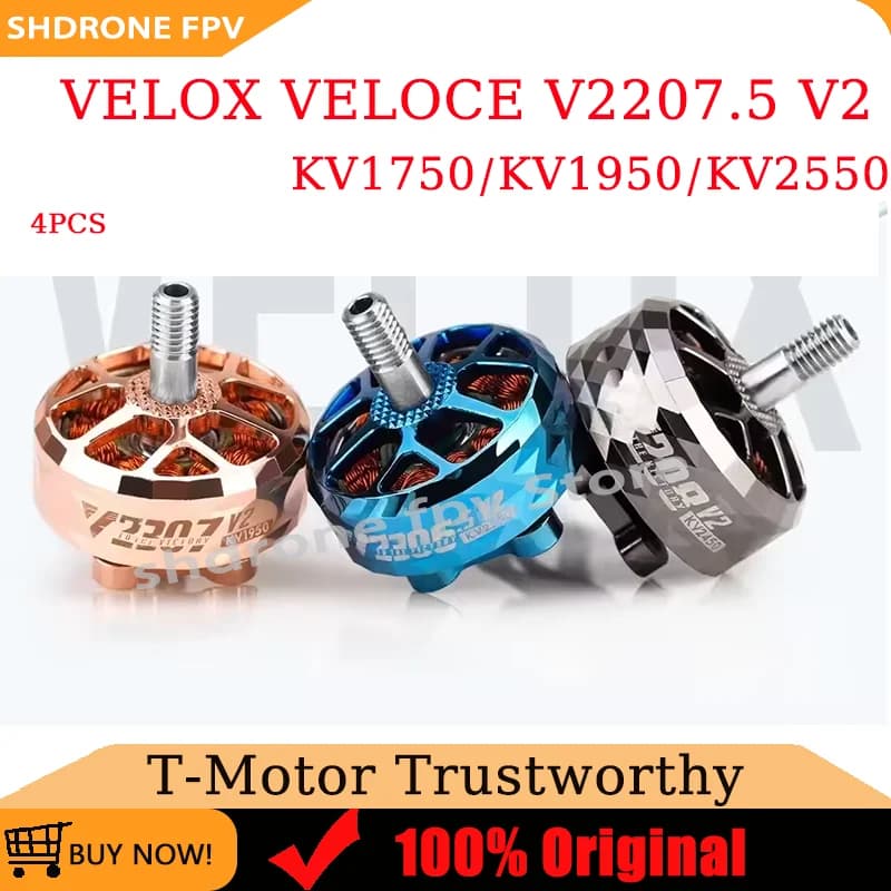 T-MOTOR VELOX VELOCE V2207.5 V2 2550KV 4S 1950KV 1750KV 6S Brushless Motor for RC FPV Racing Freestyle Drones Replacement Parts - 1