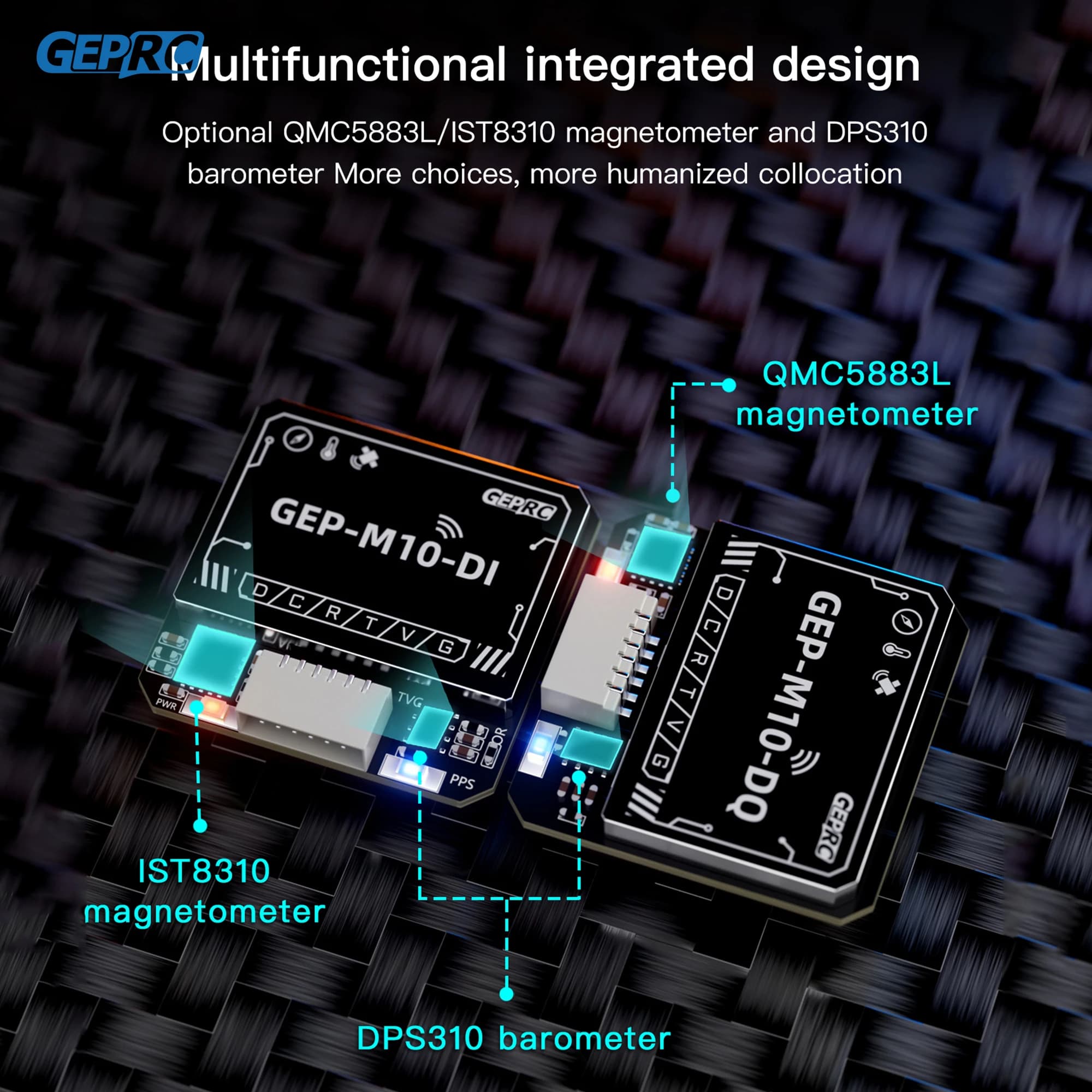 GEPRC GEP-M10 Series GPS Built-in Flash Chip QMC5883L Magnetometer DPS310 Barometer Accurate and Farad Capacitor for FPV Drone 3