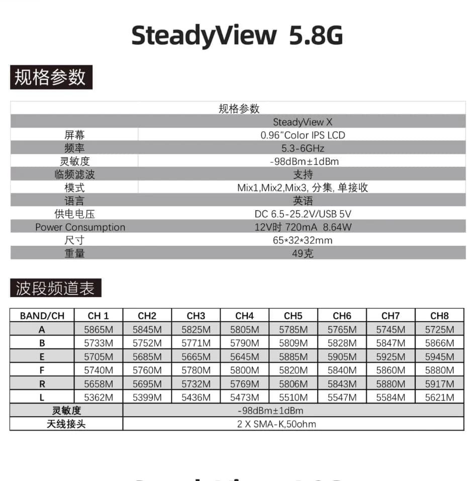 Original SKYZONE SteadyView X Receiver Module - 5.8G / 4.9G 5