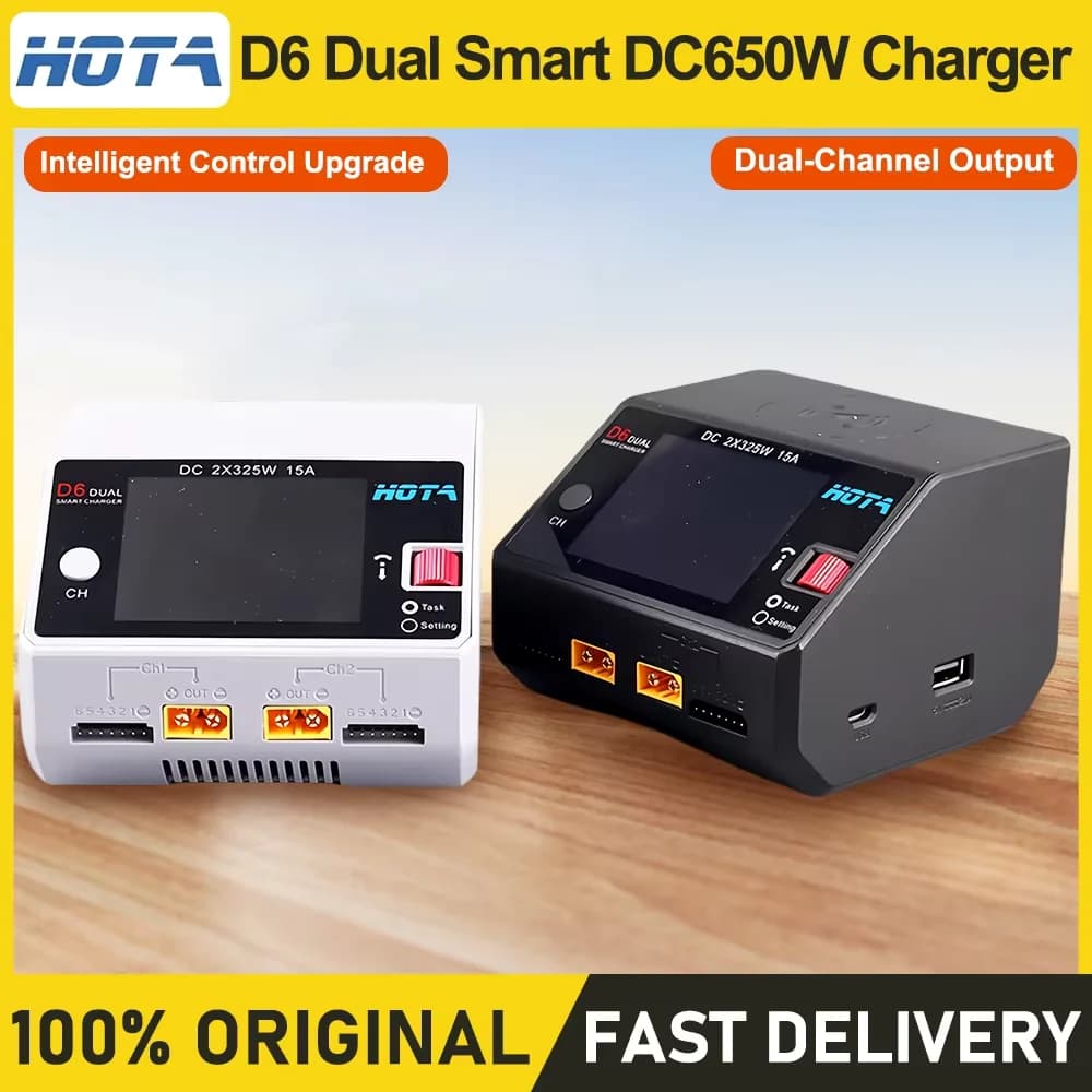 HOTA D6 Dual DC650W 15A 2 Channel Smart Charger for Lipo LiIon NiMH Battery Rc Drone Spare Parts with Wireless Charging - 1
