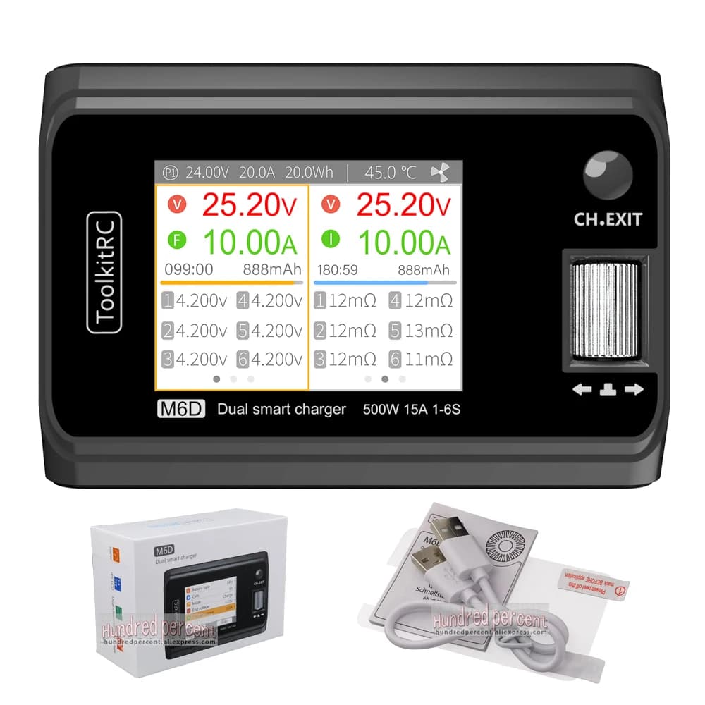 2023 ToolkitRC M6D V3 500W 15A DC Dual Channel MINI Smart Charger Discharger For 1-6S Lipo Battery FPV Model Spare Part Replace - 1